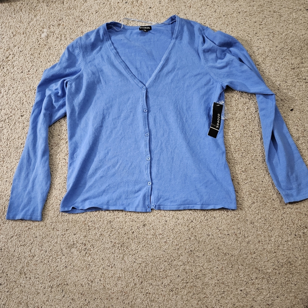 George blue cardigan, XL. NWT.